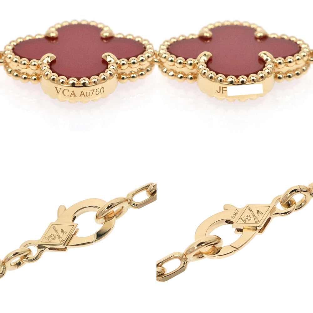 Van Cleef & Arpels Vintage Alhambra Bracelet 5 Motif 750YG K18 Yellow G Carnelian Jewelry