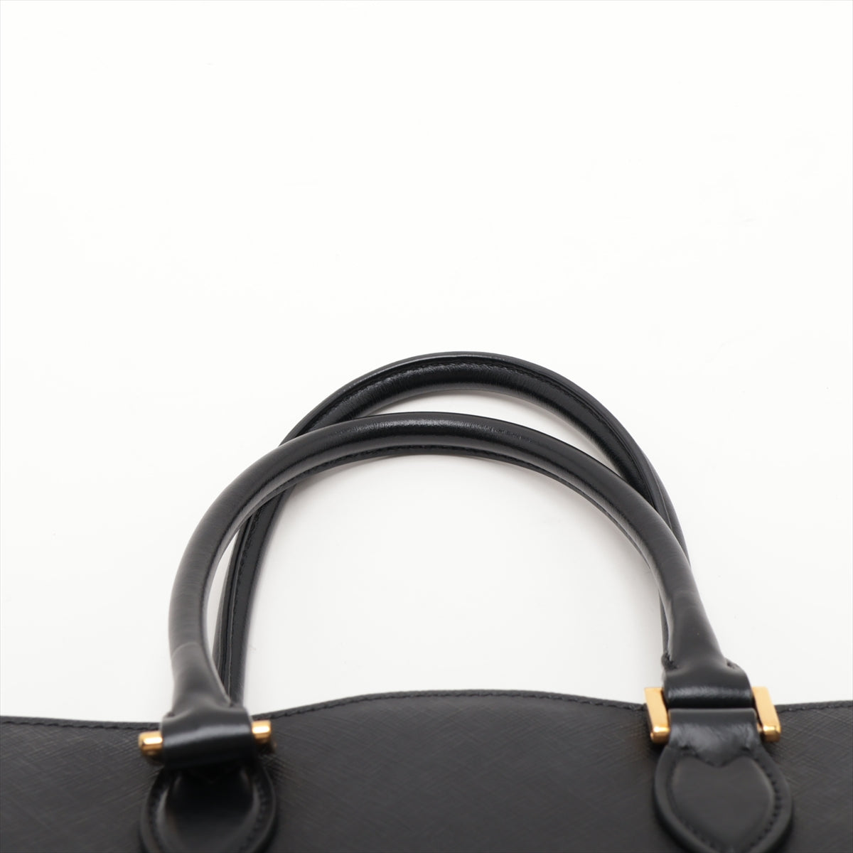Prada Saffiano 2WAY handbag black 1BA113 hand-held some stening
