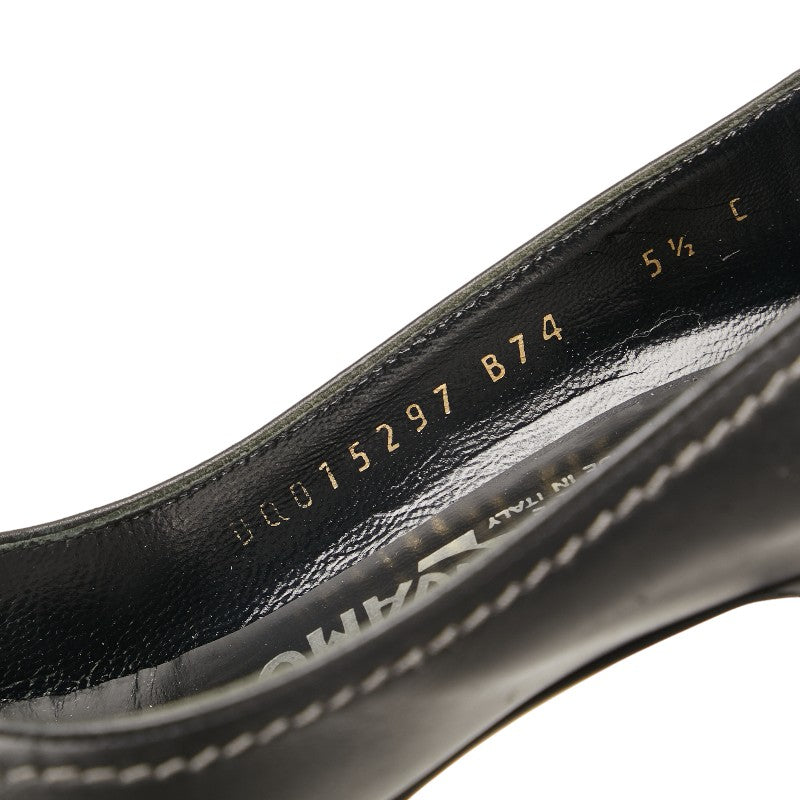 SalvatoreFerragamo Pump Heels Size 5 1/2 22.5cm Black Leather  Salvatore Ferragamo