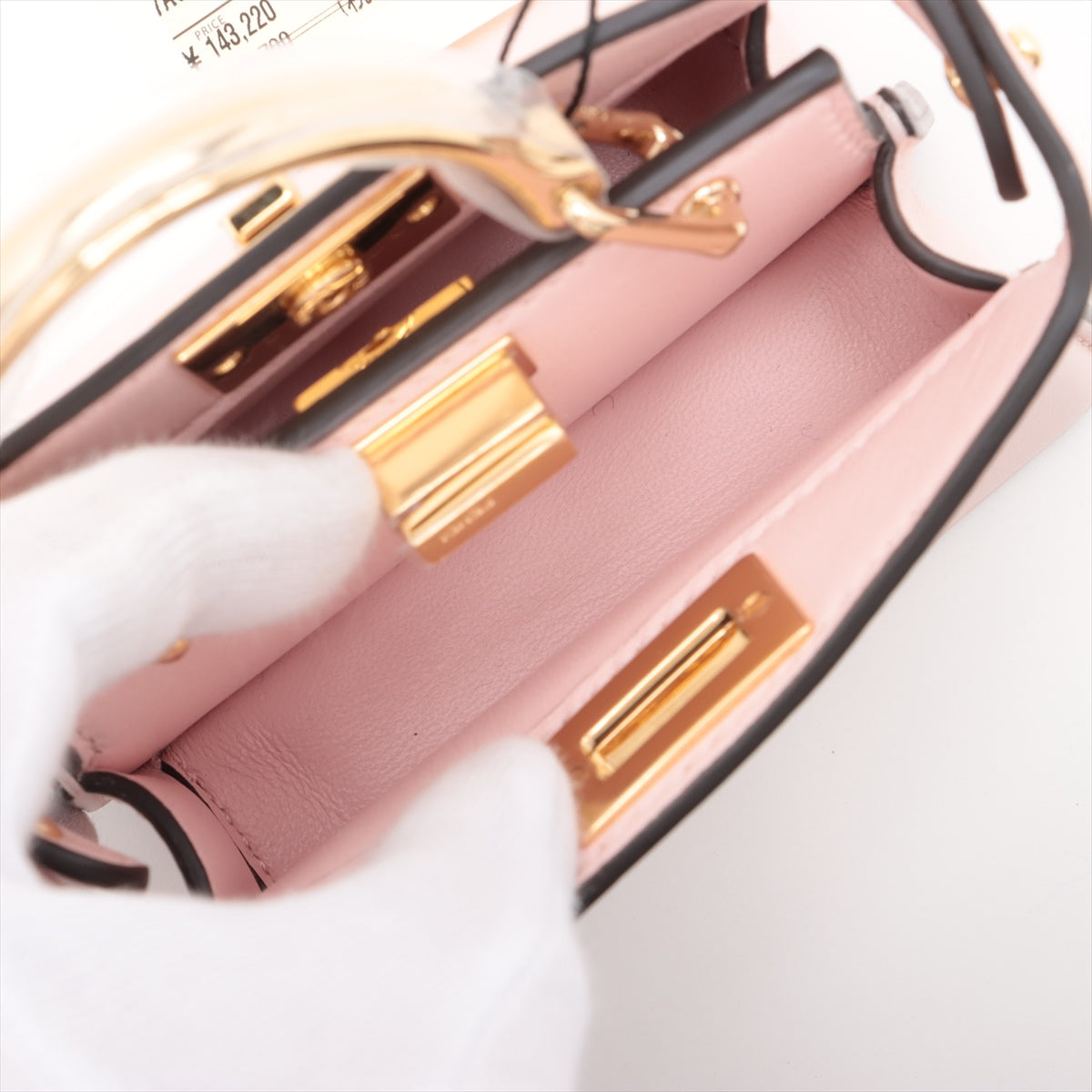 Fendi Micro Icy Yu Peacebu Leather 2WAY Handbag Pink