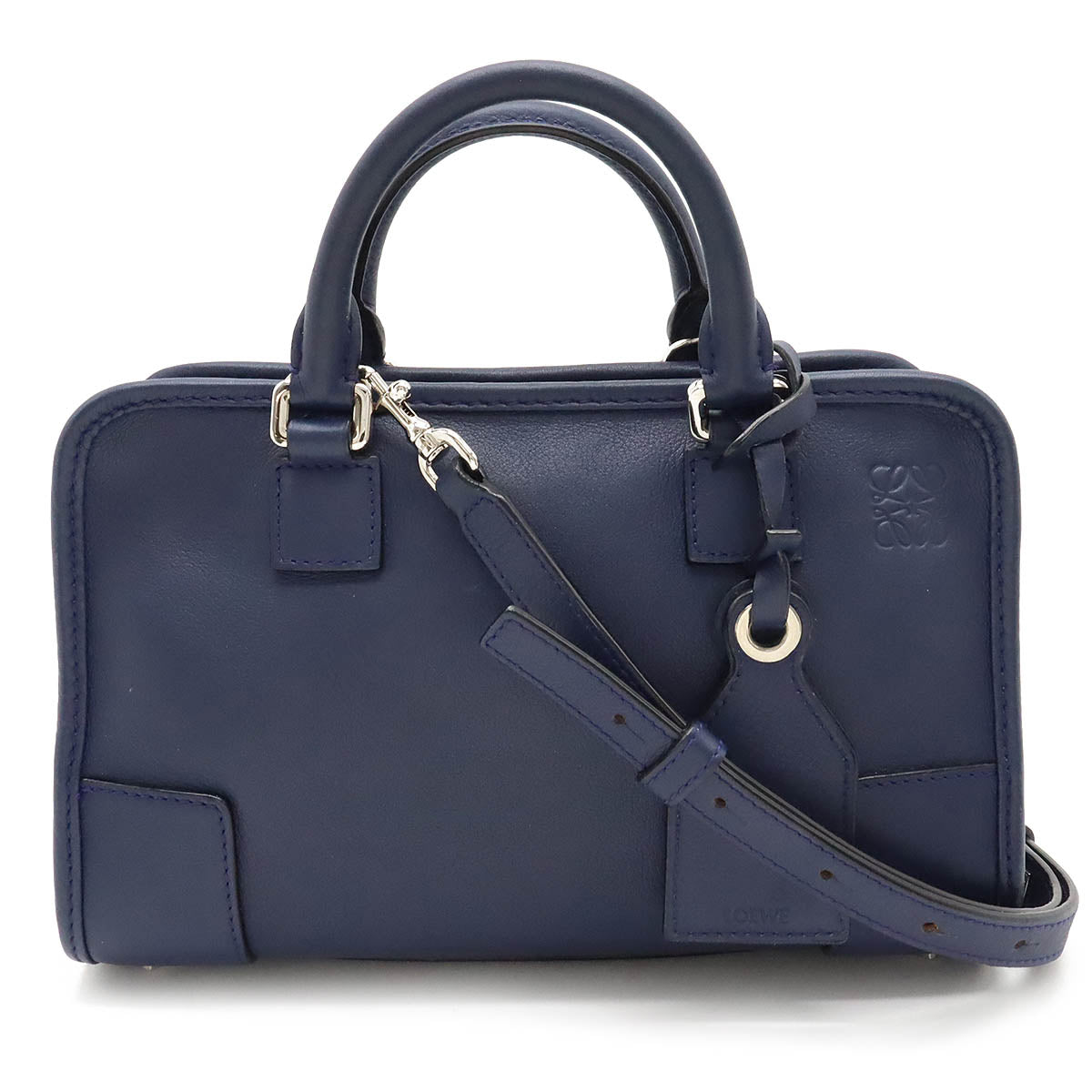LOEWE LOEWE Amazon 23 Anagram Handbag Mini Boston 2WAY Shoulder Bag Leather Blue Blue Silver Gold 352.30.N71