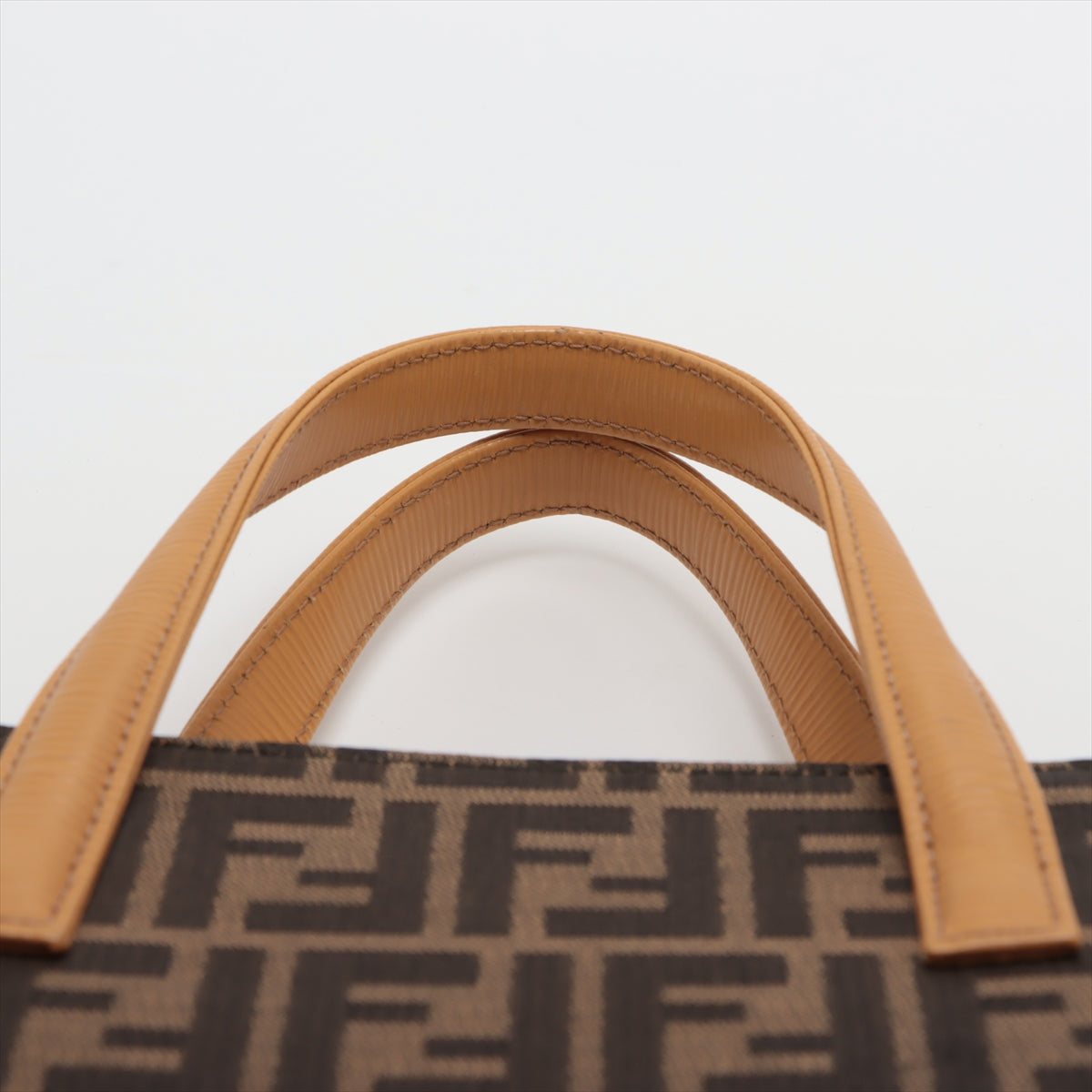 Fendi Zucca Canvas  Leather Handbag Brown × Yellow