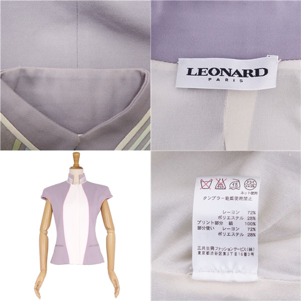 LEONARD PARIS Jacket French Sleep Stand Color Button Fly Out  38 (M equivalent) Gr/White Total