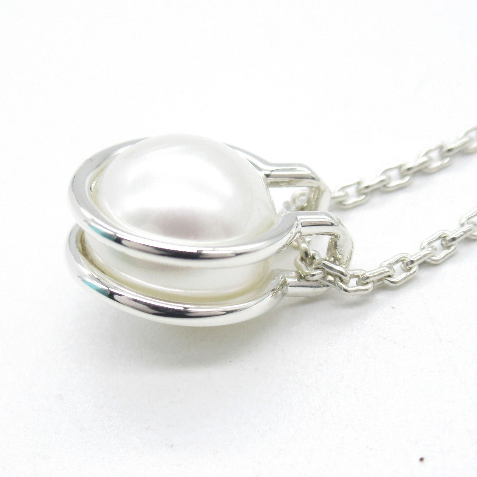 TIFFANY&amp;CO Freshwater Pearl Link Pendant Necklacey Jewelry Silver 925 Pearl  White 64048317