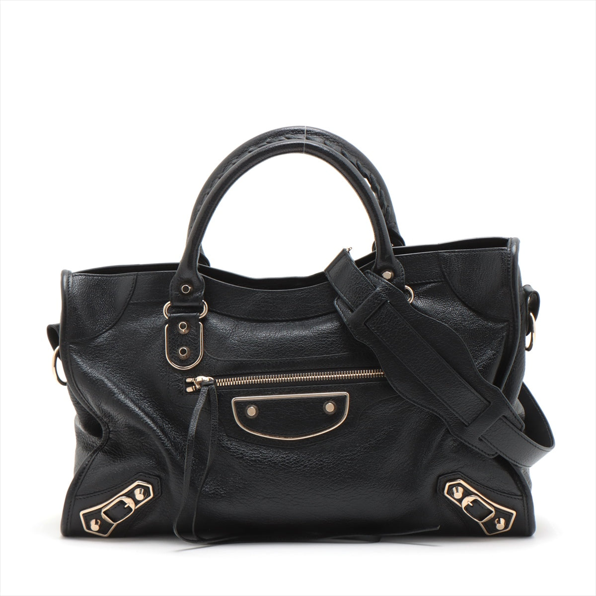 Balenciaga The City Leather Handbag Black 115748