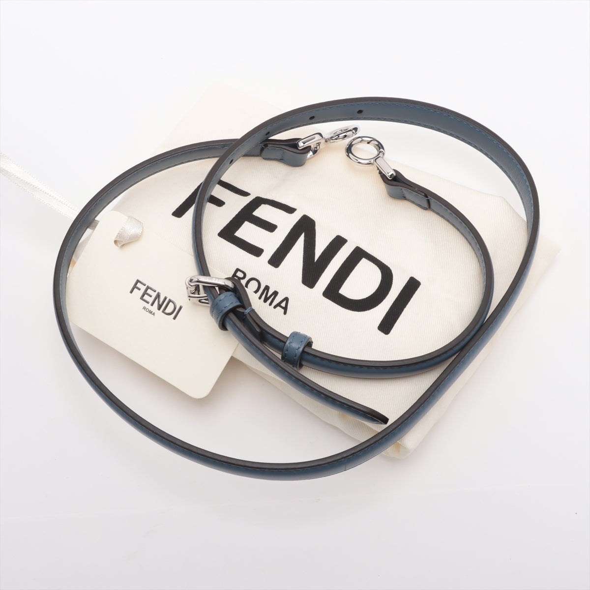 Fendi First Leather Shoulder Bag Navy 8BP137