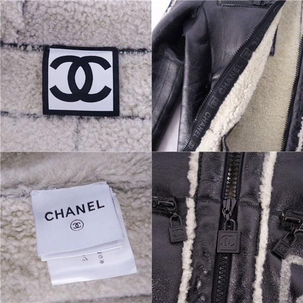 Chanel 08A P33734 Bronze Mouton Coco   Made in Italy 36 (Equivalent to S) Black/White