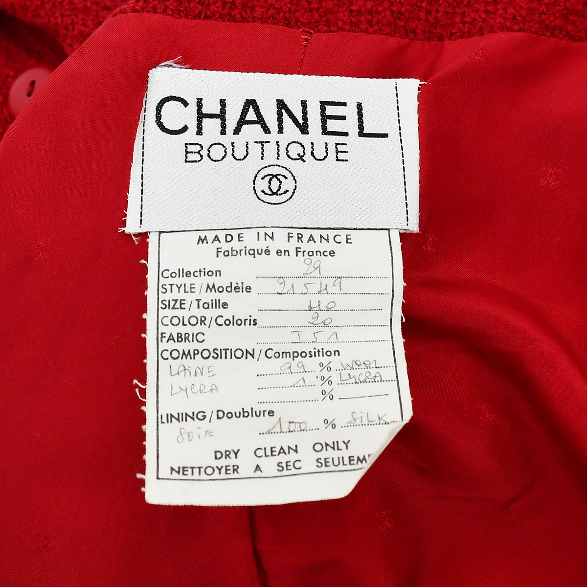 Chanel Double Breasted Jacket Red 29 