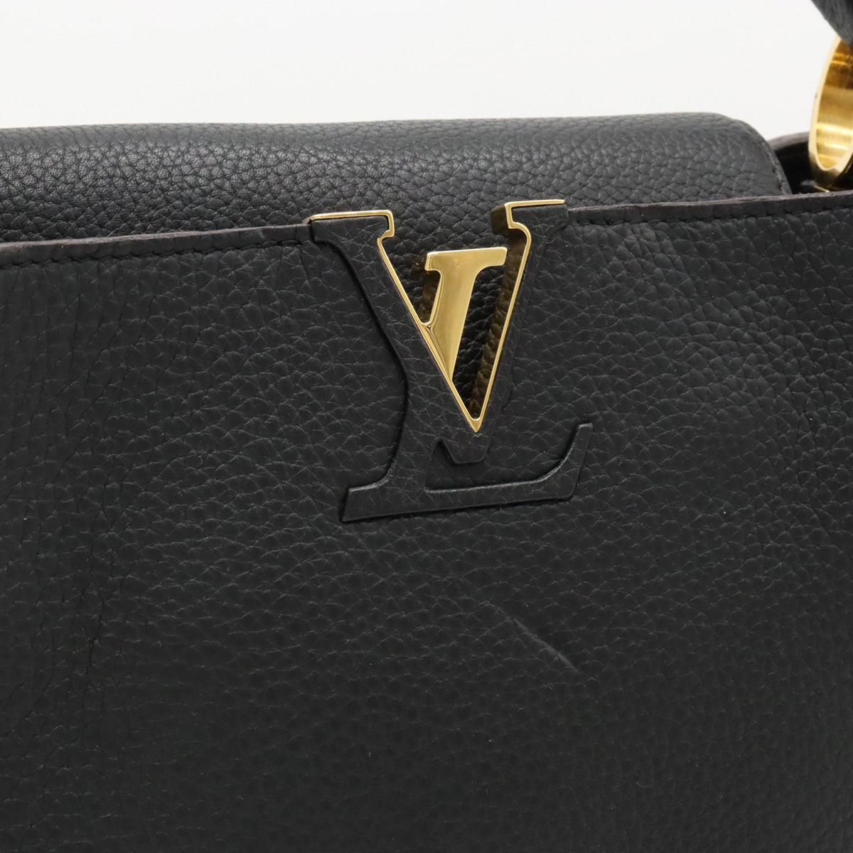 LOUIS VUITTON Louis Vuitton Capsine MM Handbag  Leather Black Black Gold  M48864