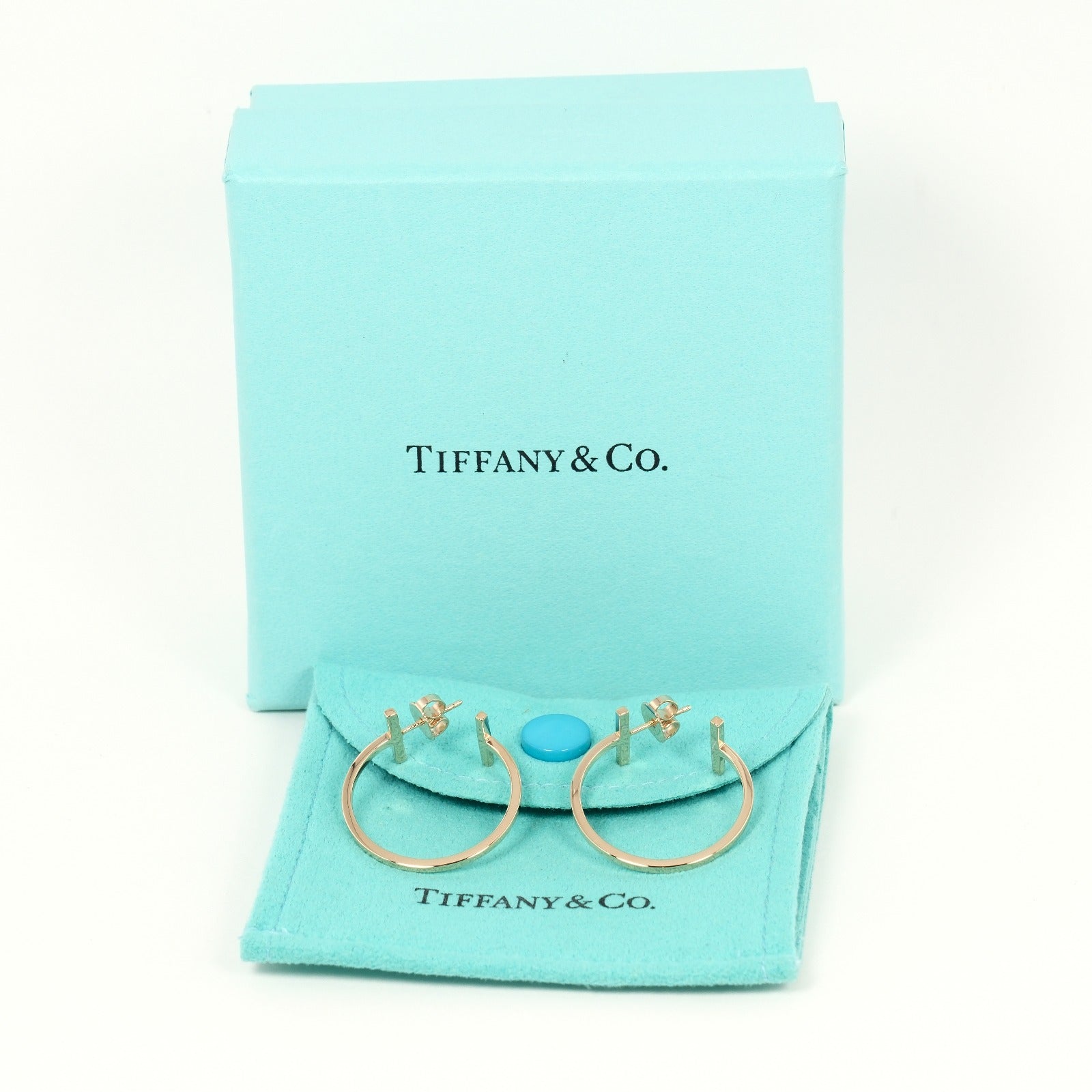 Tiffany Tiffany & Co. T-Hope Medium Stud Earrings K18 PG Pink G  4.72g A+ Ranked Gold