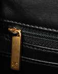 Chanel Coco Mark Chevron Top Handle Chain Shoulder Bag Black Leather