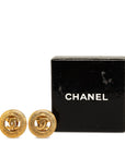 Chanel Vintage Coco Mark Circle Earrings Gold Plated Women's