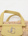 Jimmy Choo Logo Straw x Leather Tote Bag Yellow