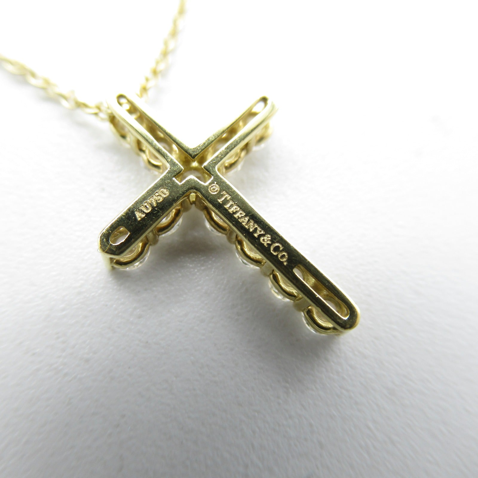 TIFFANY&CO Small Cross Diamond Necklace K18 (Yellow G) Diamond  Clearance