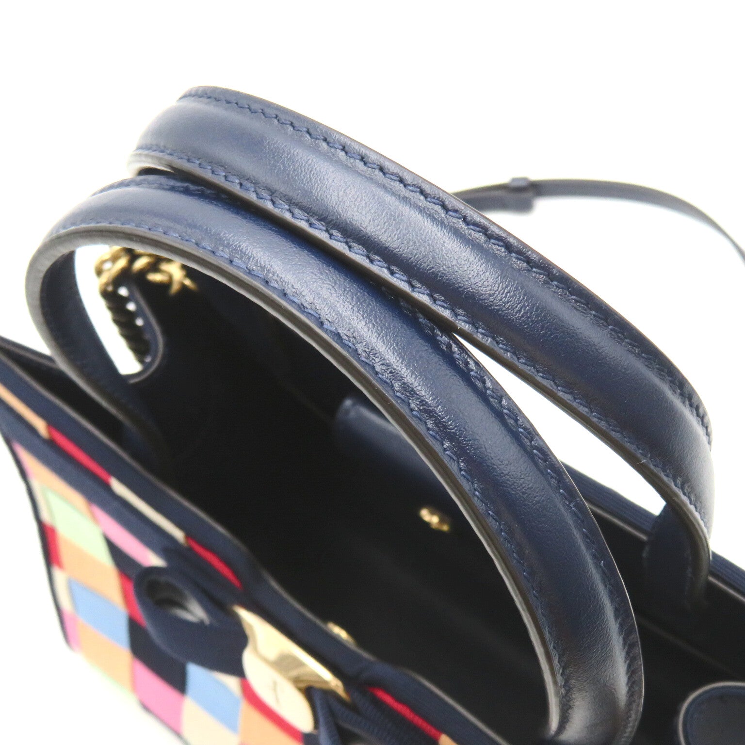Salvatore Ferragamo Salvatore Ferragamo 2W Handbag Handbag Leather Nylon  Navy  / Multicolor 21 2486