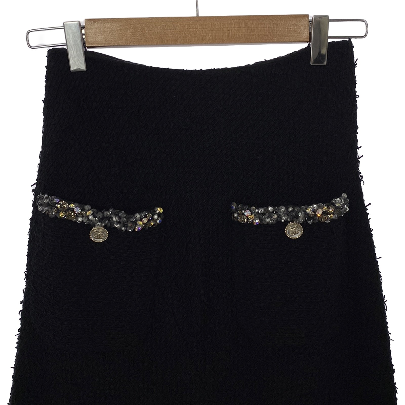 Chanel Asymmetry Shirt Semi Long Shirt Clothing Bottoms Cotton  Black P70617V61941