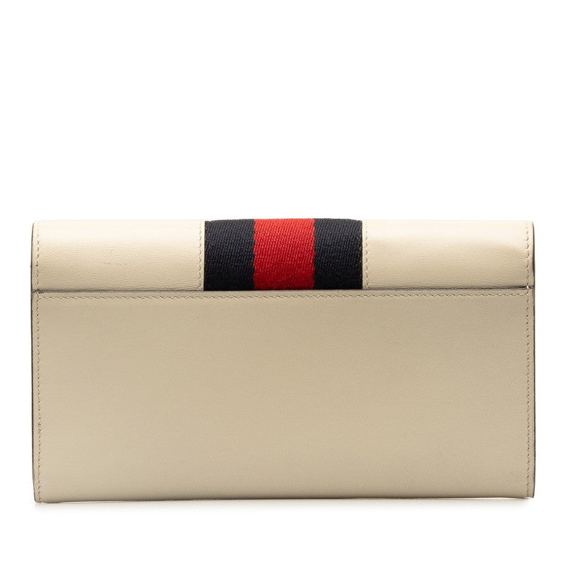 Gucci Silvery Continental Wallet Long Wallet 476084 White Leather  Gucci