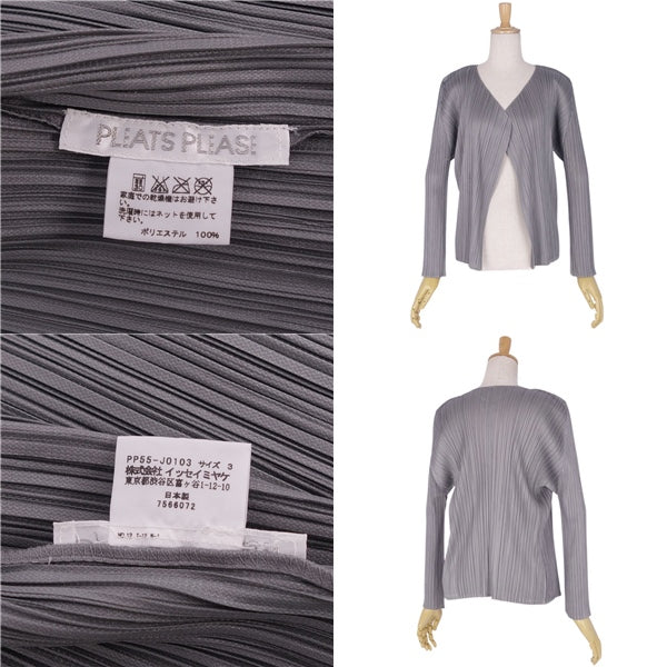 Issey Miyake Pleated Cardigans Buttonless Long Sleeve Long Hands   3 (L equivalent) Gr  BODEST