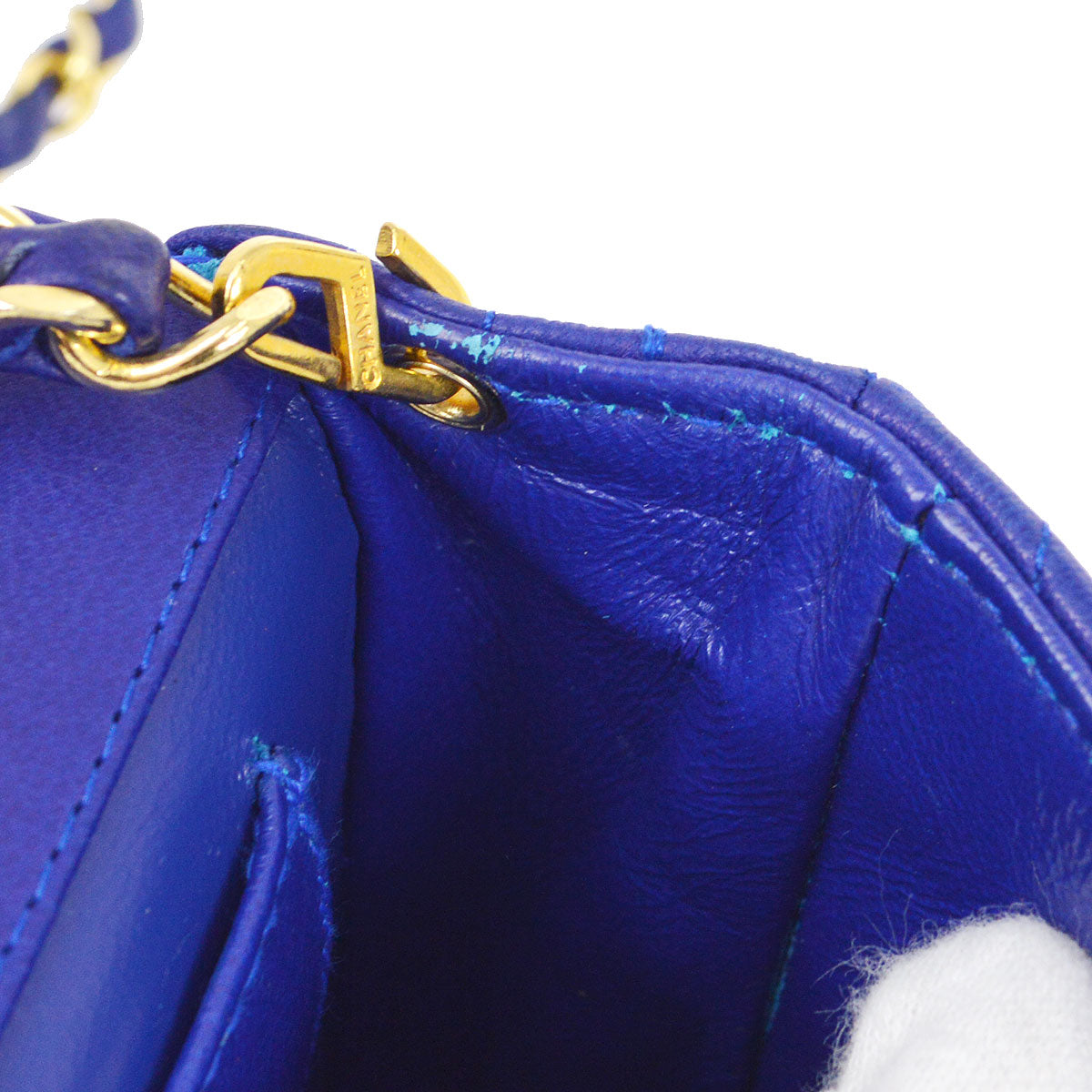 CHANEL 1989-1991 Blue Lambskin Pointed Flap Mini