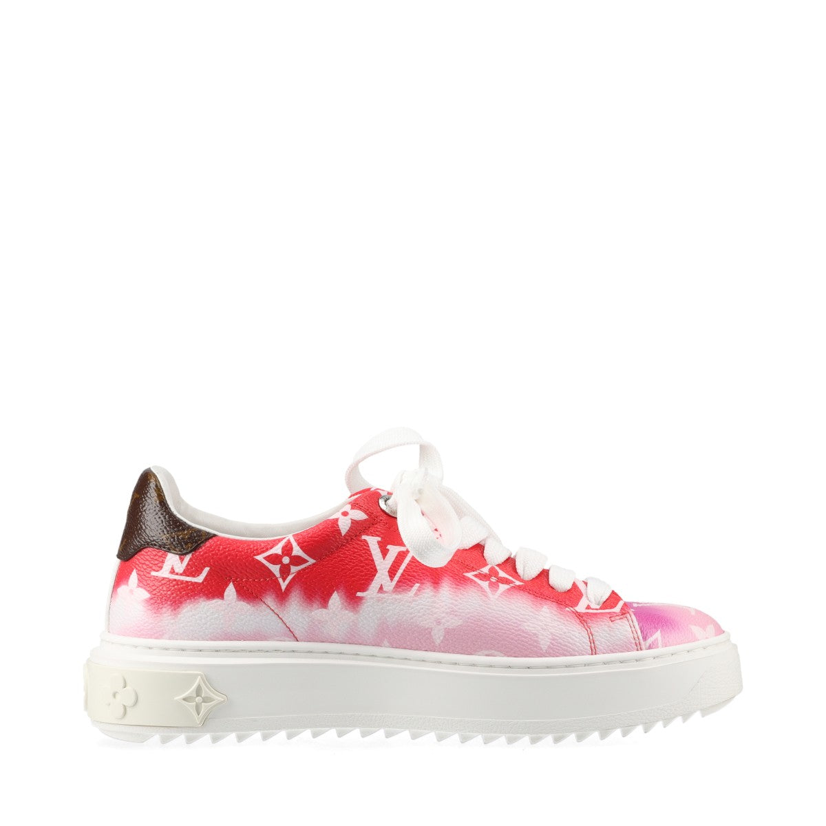 Louis Vuitton Time Outline 19 Years PVC  Leather Trainers 35  Red × White CL1119 Monogram