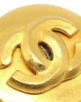 CHANEL 1996 Button Earrings Clip-On Gold Large