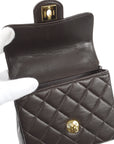 Chanel 1994 Classic Flap Handbag Micro Brown Lambskin