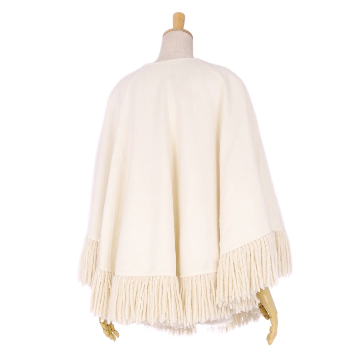 BRAMINK BLAMINK Poncho Caped Coat Fringe Cashmere Silk Out  38 (M equivalent) Ivory