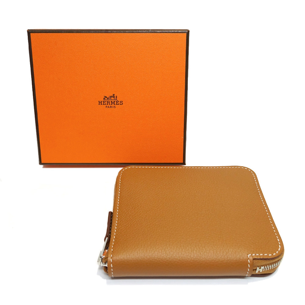 Hermes Azap Sile Compact Evergreen G Brown Tea B Printed 2023 Round  Wallet New Unused]   Quality Weeda