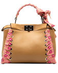 Fendi Mini Cube Ribbon Handbag Shoulder Bag 2WAY 8BN244 Beige Pink Leather  Fendi