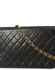 Chanel Black Lambskin Pushlock Medium Half Flap Shoulder Bag