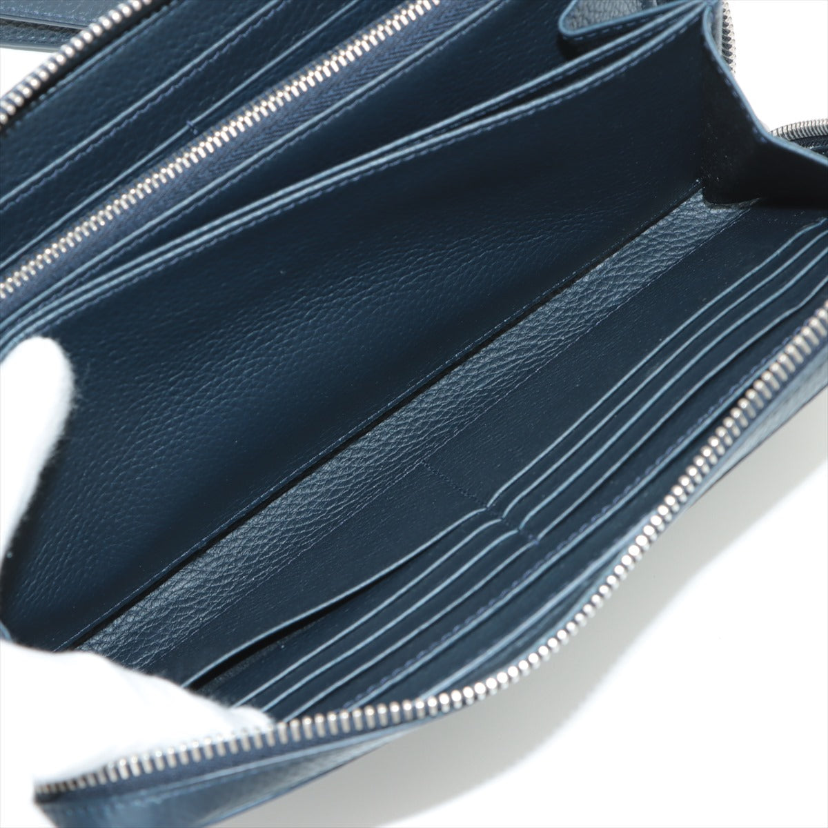 Dior Oom Organizer Travel Case Leather Round  Wallet Navy Navi