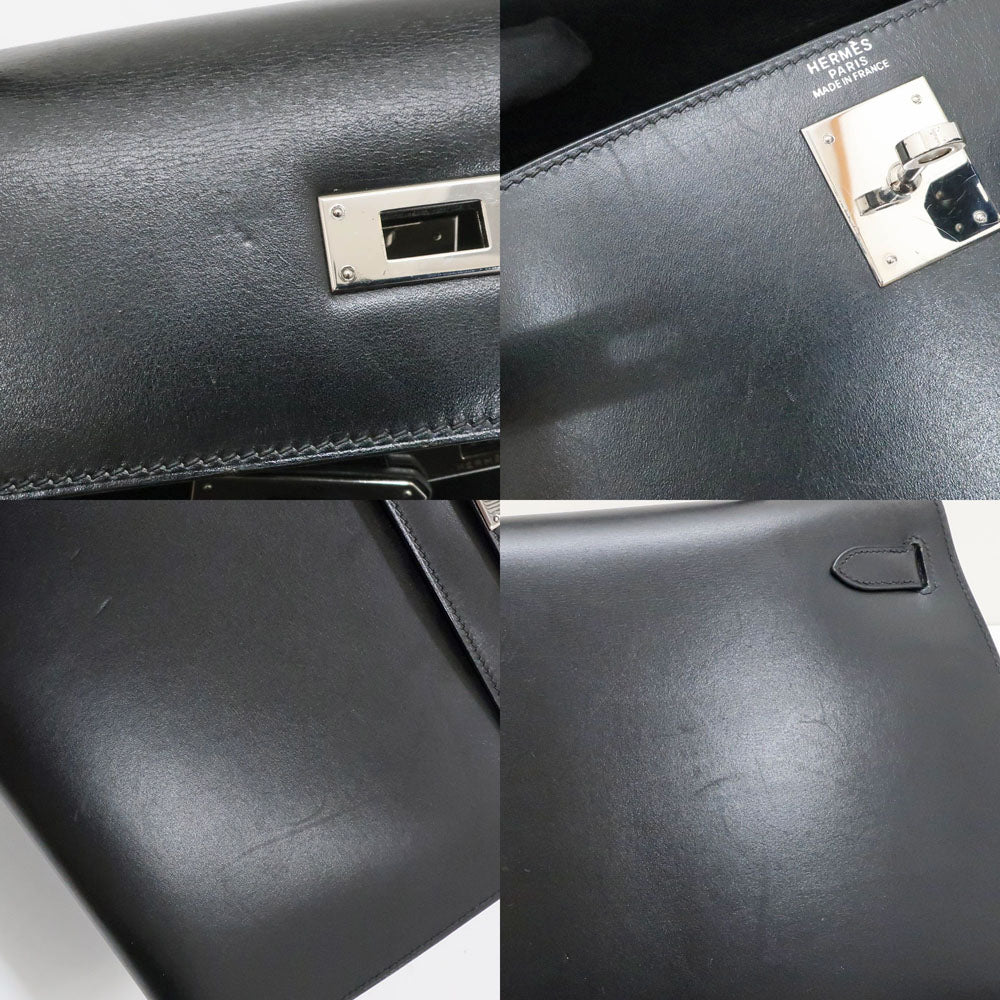 Hermes Kelly 32 Black Silver G Box Calf 2w Shoulder Hand Bag