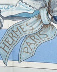 Hermes Carré 90 CONFIDENTS DES COEURS Heart Friend Teddy Bear SCalf White Blue Multicolor Silk  Hermes