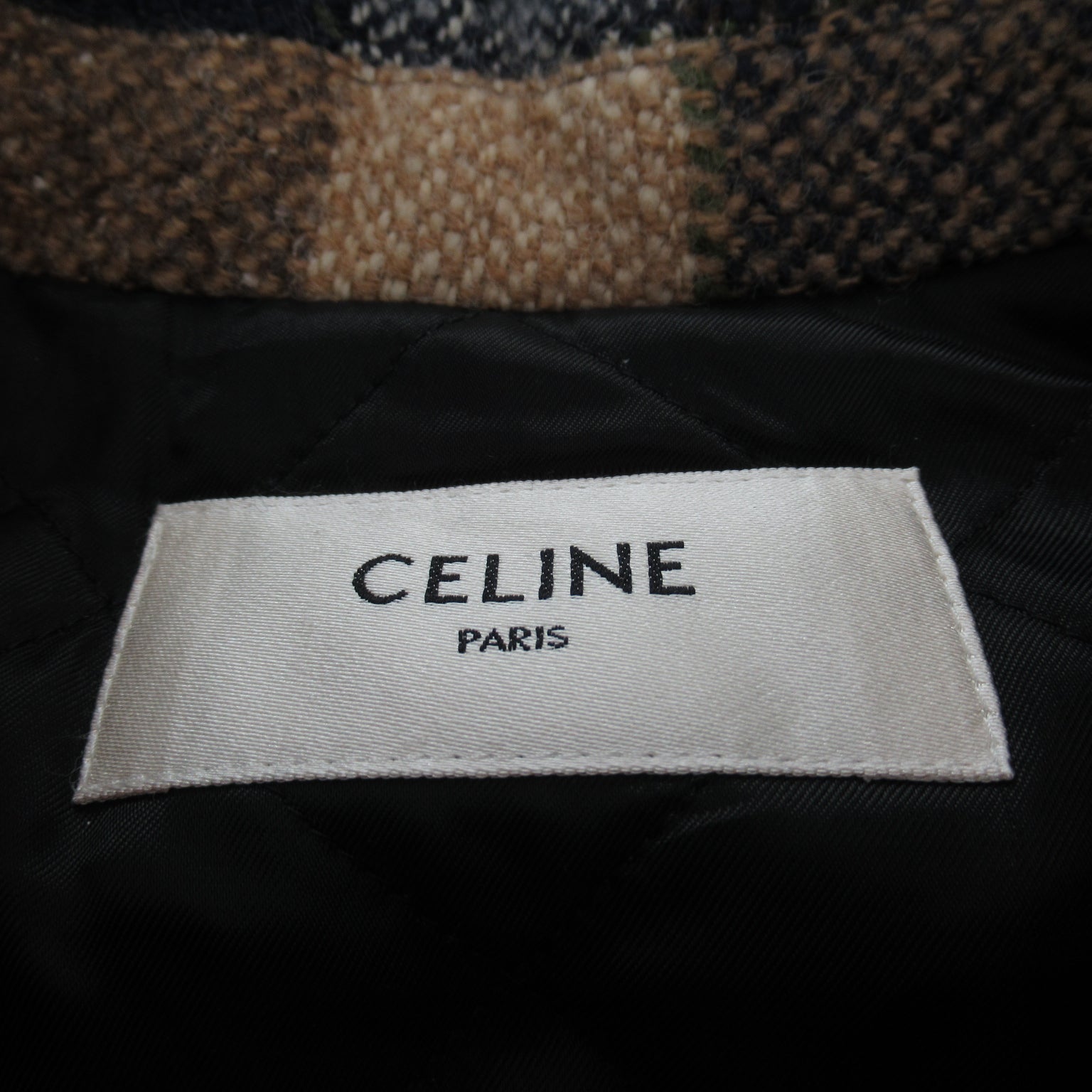 Seline Celine Checkout Jacket  Wool  Brown/Navy 2W466758N
