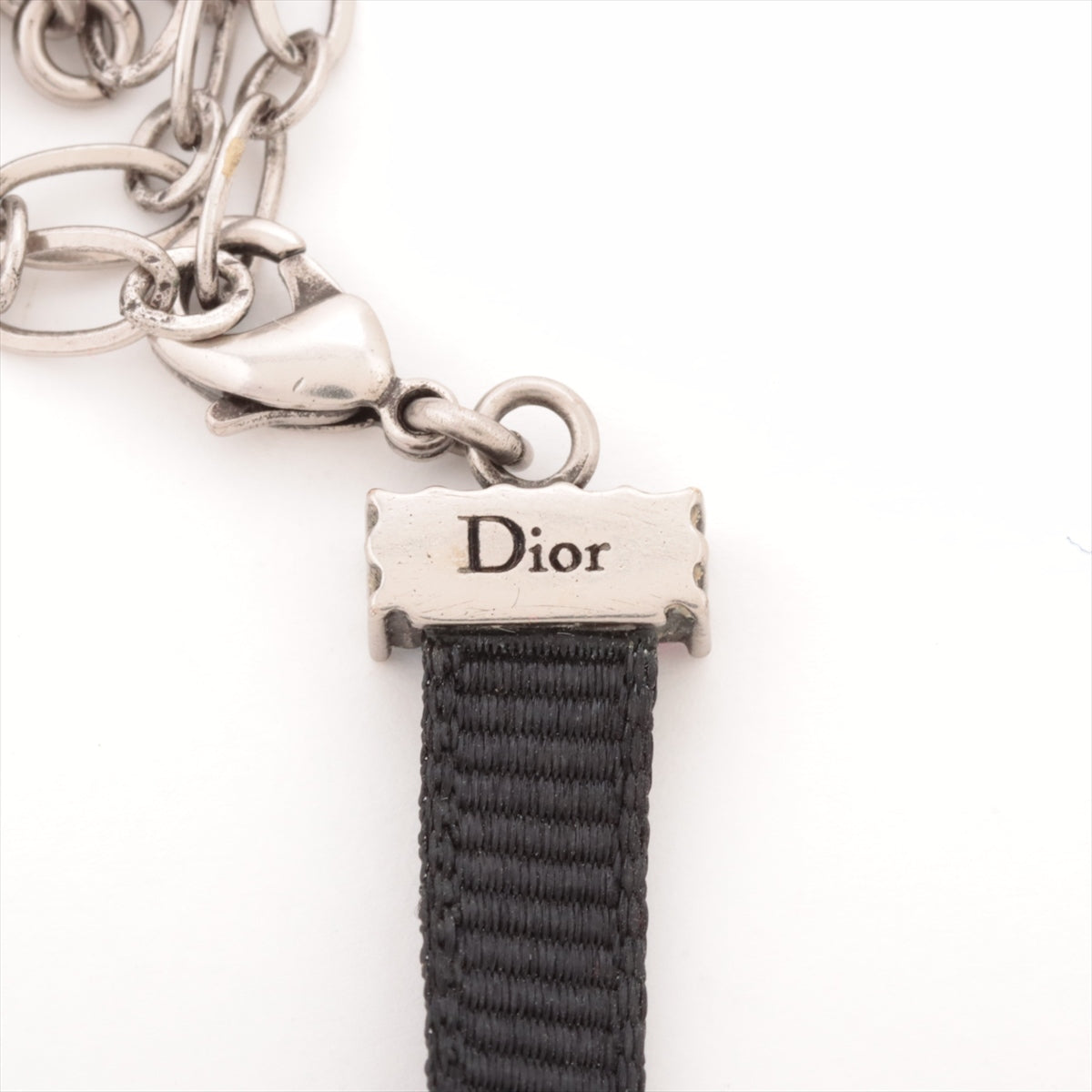 Dior Logo Chocker Fabric Multicolor Metal  Line Stone Necklace