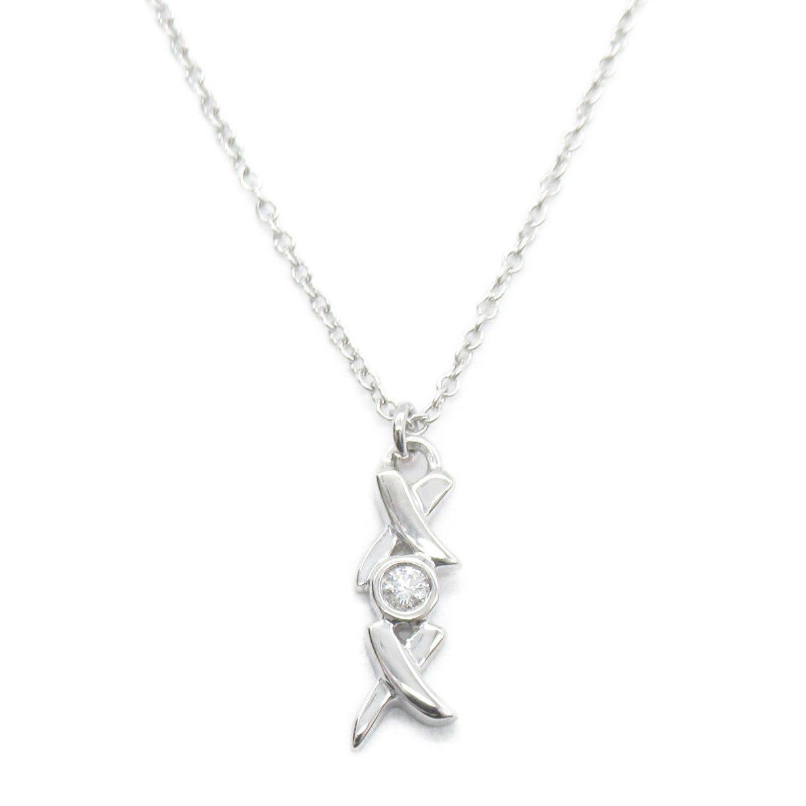 Tiffany TIFFANY&amp;CO  &amp; Kiss Diamond Necklace K18WG (White G) Diamond  Clearance