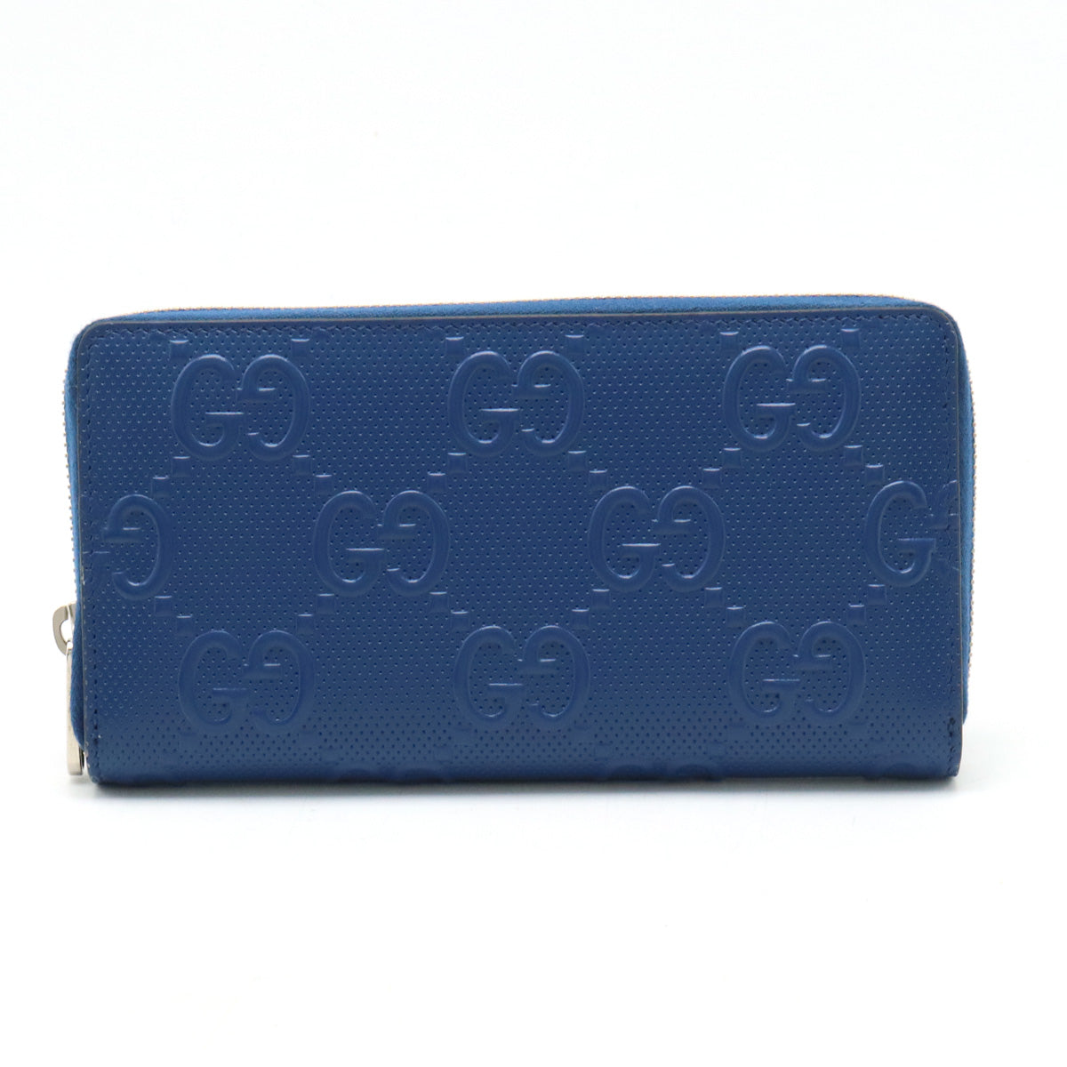 Gucci Gucci GG Embos Zippyr Round Wallet Long Wallet Leather Blue Blue Silver  625558 Blumin