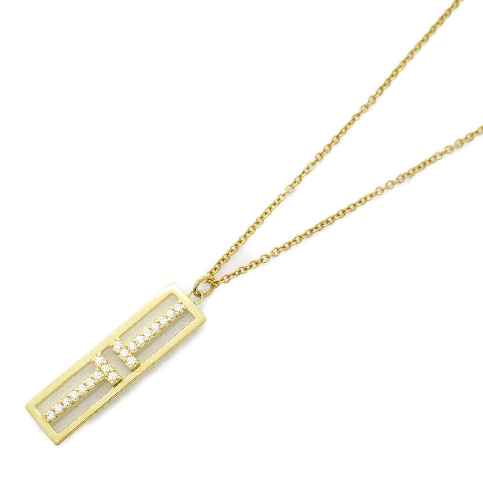 TIFFANY&CO TWO TWO Open Bartical Bar Diamond Necklace Collar K18 (Yellow G) Diamond  Clearance