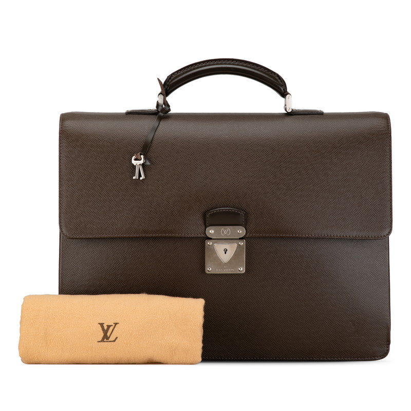 Louis Vuitton Taiga Robust 1 Briefcase Business Bag M31058 Grizzly Brown Leather Mens Louis Vuitton