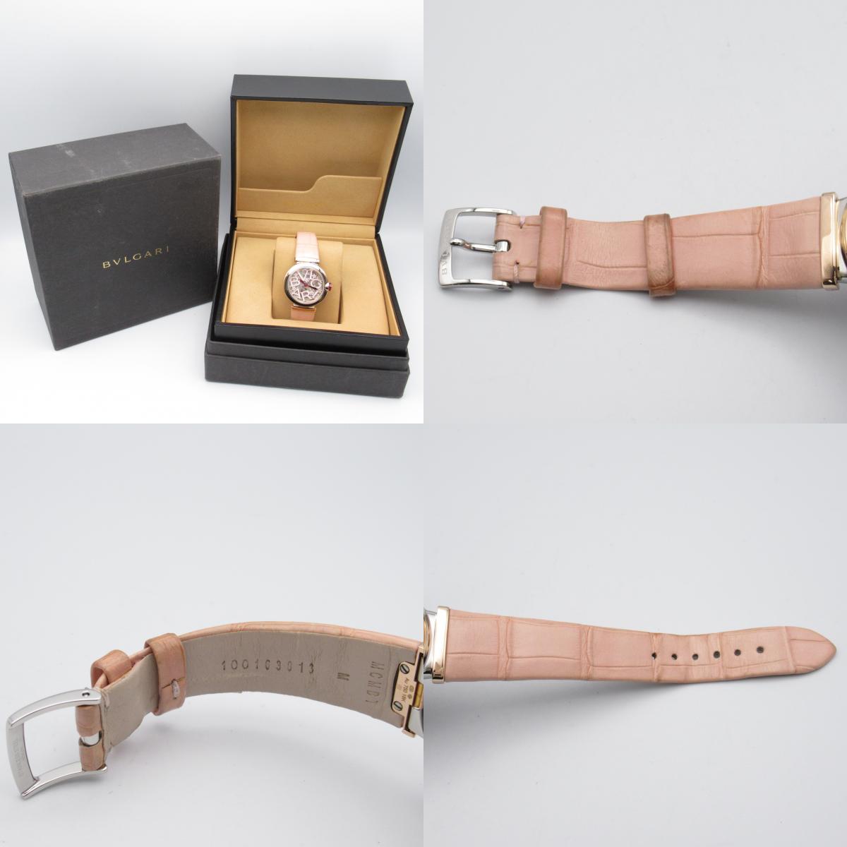 Bulgari BVLGARI Cherry Cherry  Watch K18PG (Pink G) Stainless Steel Leather  Pink / Clear / Skeleton LUP33SG