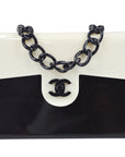 Chanel 2000-2001 Acrylic Chain Flap Bag Mini Black White