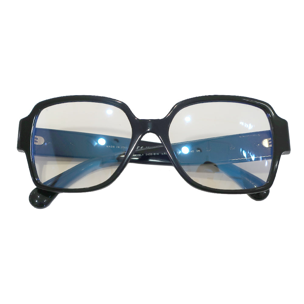 CHANEL Sun Sunglasses Blue Light Cut Icewear 3438-S-A c.622/SB Black Black G Gold   Women  Glasses Box