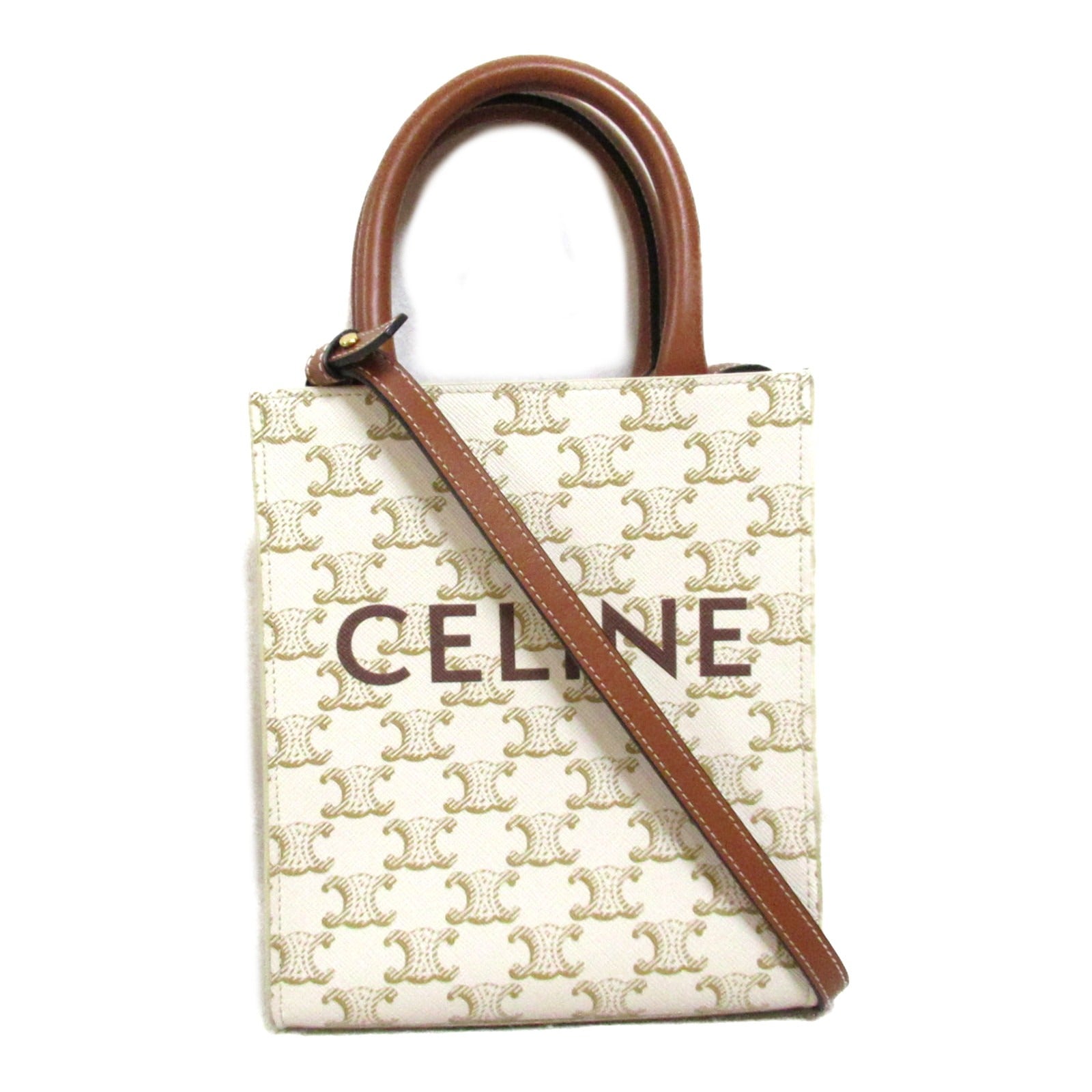 Celine CELINE Mini Vertical Cover 2w Shoulder Bag 2way Shoulder Bag PVC Coated Canvas  White  194372BZK