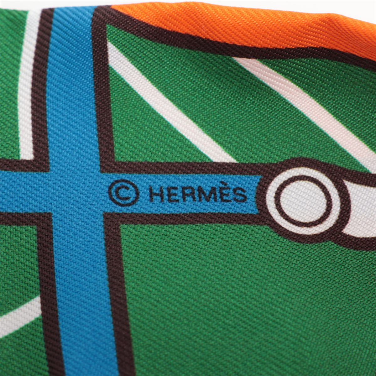 Hermes  Quadrige Badere Cadri Giubaiadeel SCalf Silk Green x Orange