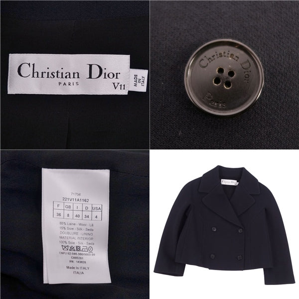 Christian Dior Jacket 2022 Double Brest V11 Cropdow Jacket Out  F36 USA4 I40 Black