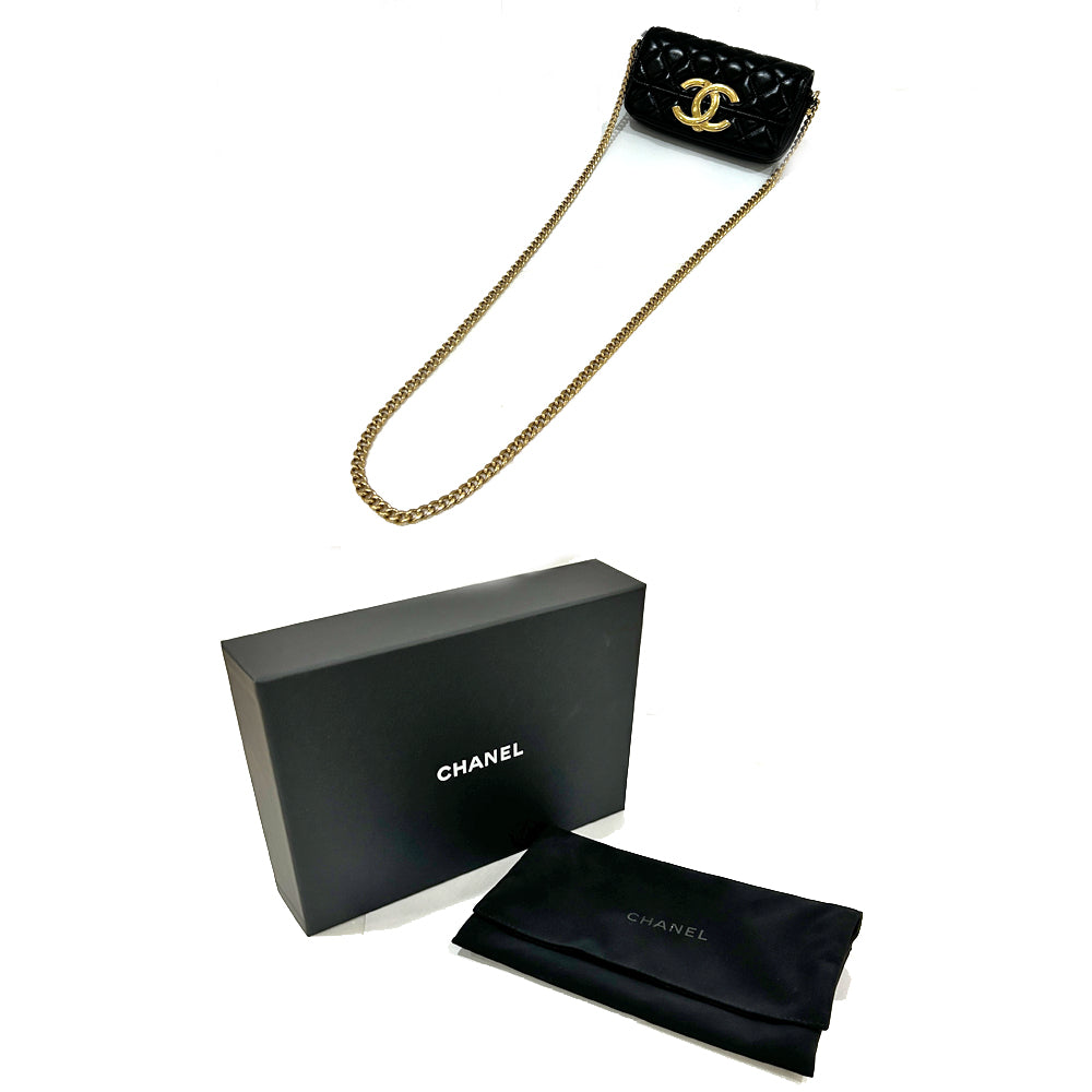 Chanel Matrasse Mini Chain Shoulder Bag AP3207 Coco G   Phonbox Black