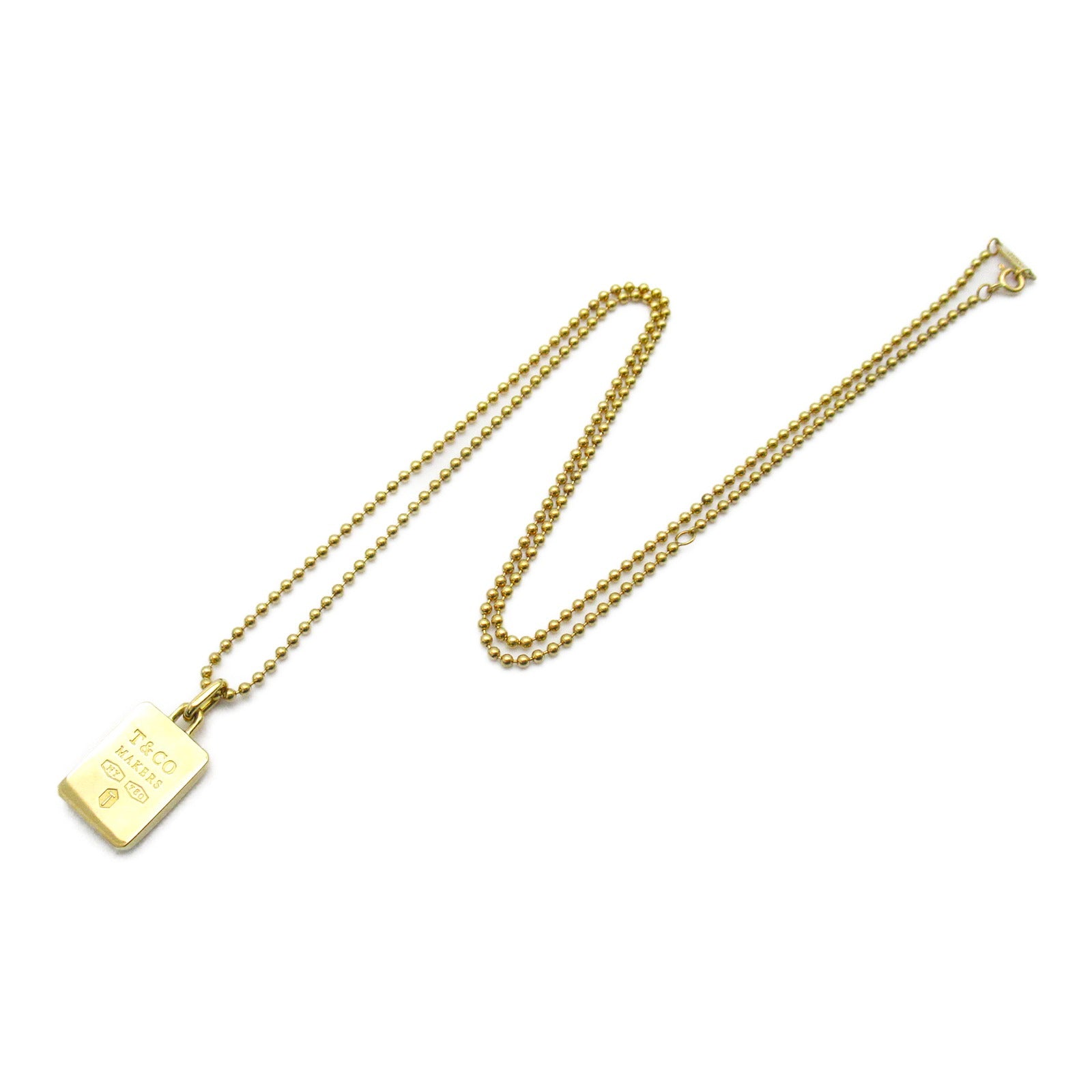 Tiffany TIFFANY&amp;CO manufacturers square necklace necklace jewelry K18 (yellow g) men ladies gold
