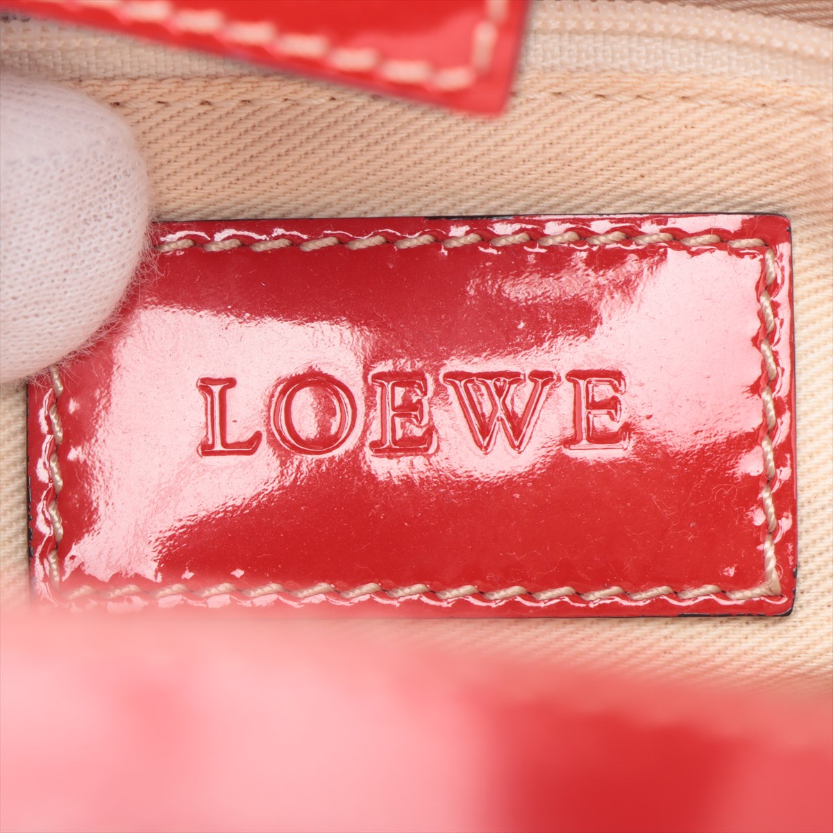 Loewe Anagrams PVC Patent Torch Bag White× Red Loewe