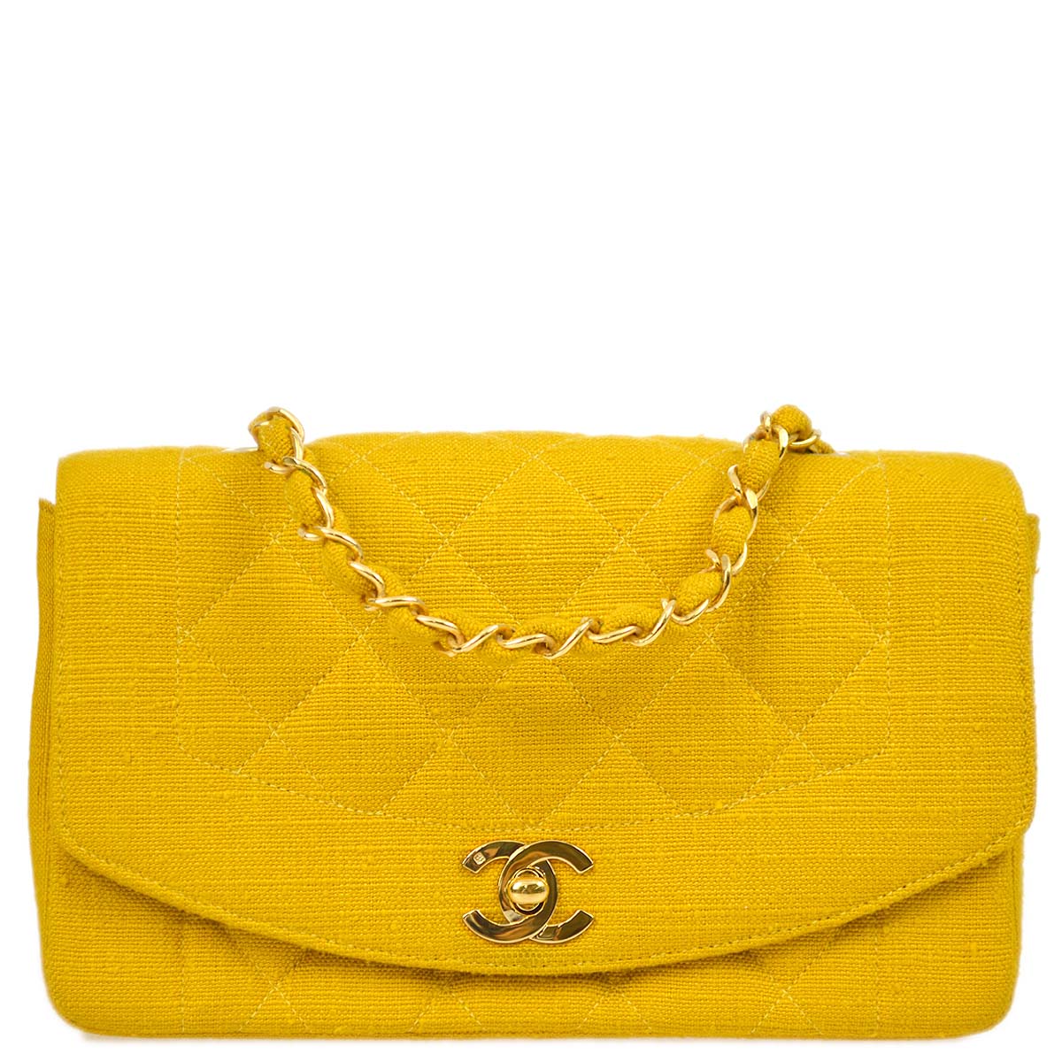 Chanel * 1991-1994 Diana Small Yellow Linen