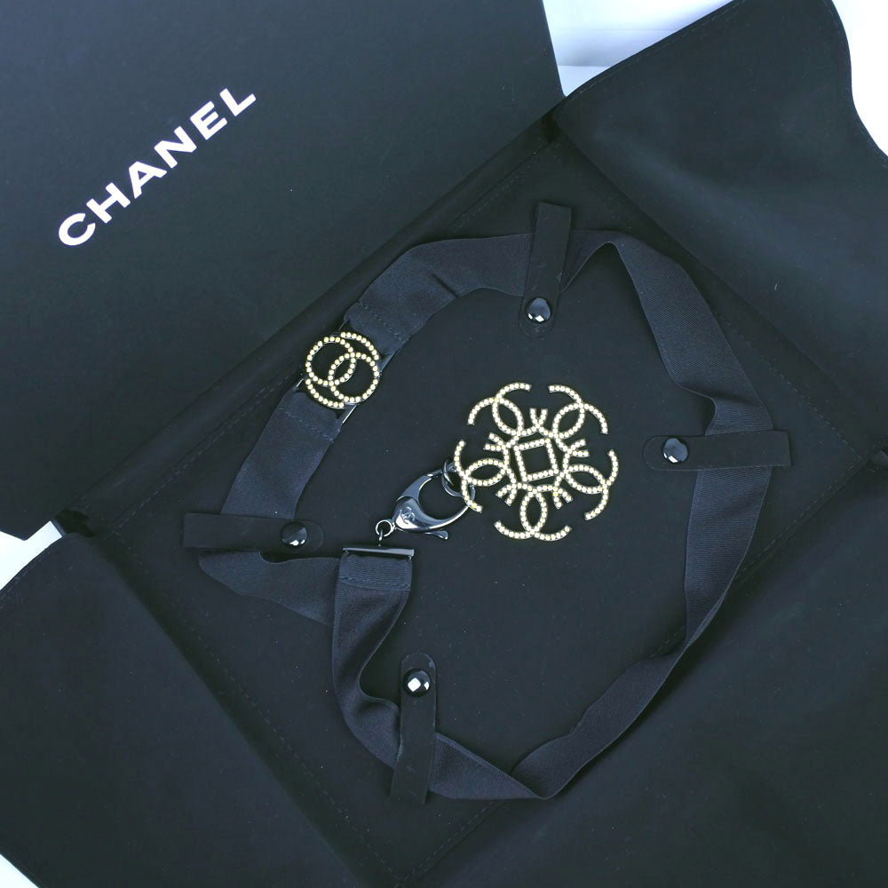 Chanel CHANEL strap necklace line stone black B17S about 54.5g strap ladies